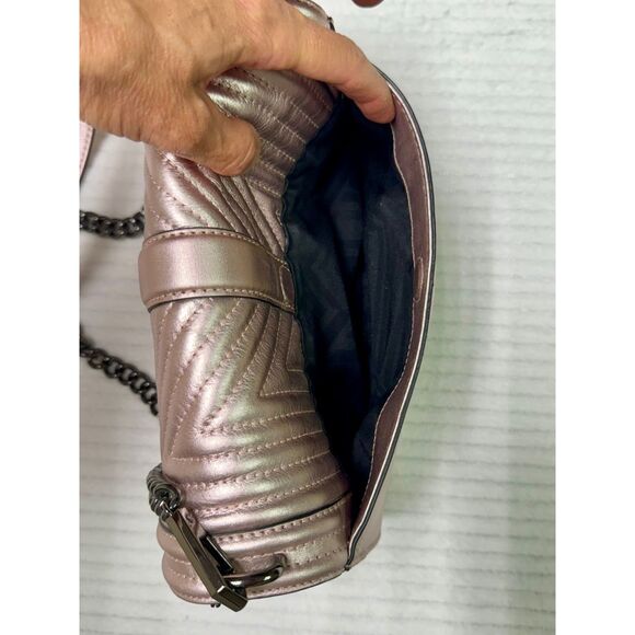 REBECCA MINKOFF Quilted Love Crossbody Bag Pink Metallic Small - Picture 7 of 10